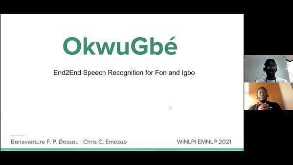 OkwuGbé: End-to-End Speech Recognition for Fon and Igbo