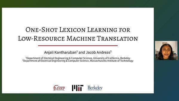 One-Shot Lexicon Learning for Low-Resource Machine Translation