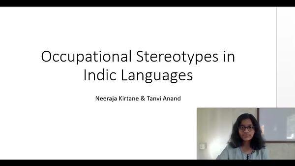 Occupational Gender stereotypes in Indic Languages