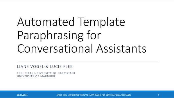 Automated Template Paraphrasing for Conversational Assistants