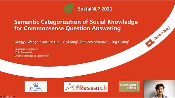 Semantic Categorization of Social Knowledge for Commonsense Question Answering