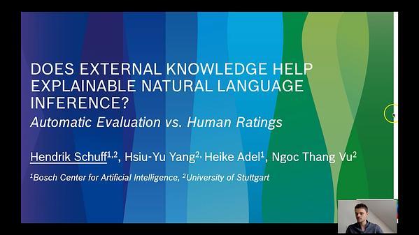 Does External Knowledge Help Explainable Natural Language Inference? Automatic Evaluation vs. Human Ratings