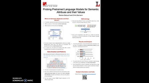 Probing Pre-trained Language Models for Semantic Attributes and their Values