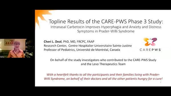 Topline Results of the CARE-PWS Phase 3 Study: Intranasal Carbetocin Improves Hyperphagia and Anxiety and Distress Symptoms in Prader-Willi Syndrome (PWS)