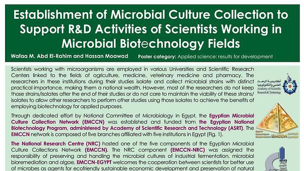 Establishment of Microbial Culture Collection to Support R&D Activities of Scientists Working in Microbial Biotechnology Fields