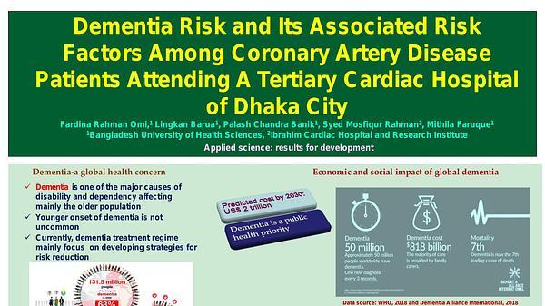 Dementia Risk and Its Associated Risk Factors Among Coronary Artery Disease Patients Attending A Tertiary Cardiac Hospital of Dhaka City