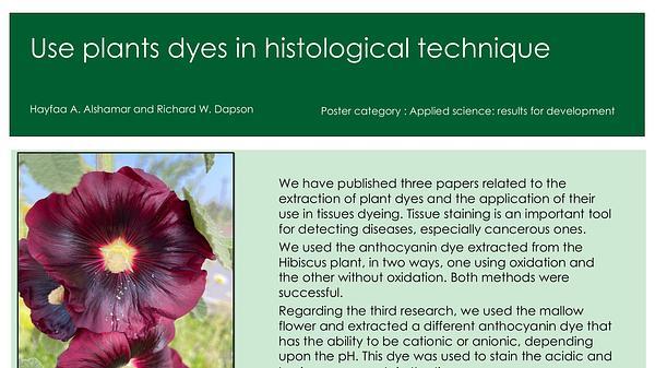 Use of plant dyes in histological technique