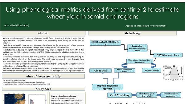 Using phenological metrics derived from sentinel 2 to estimate wheat yield in semid arid regions