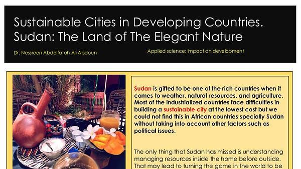 Sustainable Cities in Developing Countries. Sudan: The Land of The Elegant Nature