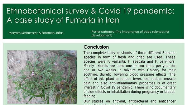 Ethnobotanical survey & Covid 19 pandemic: A case study of Fumaria in Iran