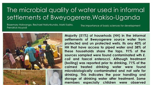 The microbial quality of water used in informal settlements of Bweyogerere,Wakiso-Uganda