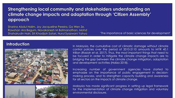 Strengthening local community and stakeholders understanding on climate change impacts and adaptation through ?Citizen Assembly? approach