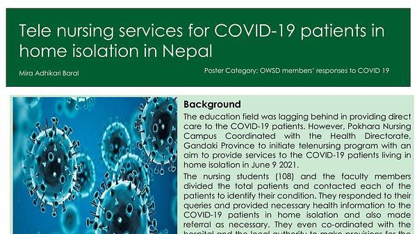 Tele nursing services for COVID-19 patients in home isolation in Nepal