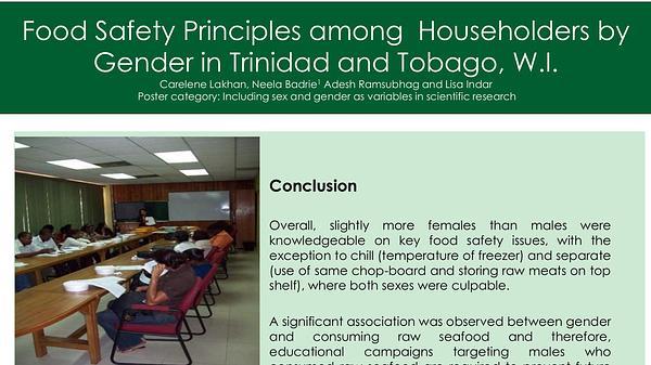 Food Safety Principles among Householders by Gender in Trinidad and Tobago, W.I.