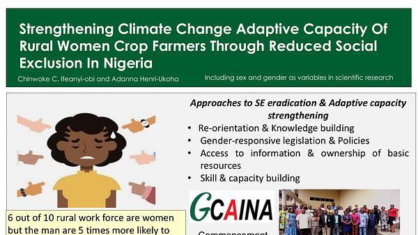 Strengthening Climate Change Adaptive Capacity Of Rural Women Crop Farmers Through Reduced Social Exclusion In Nigeria