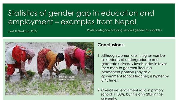 Statistics of gender gap in education and employment ? examples from Nepal