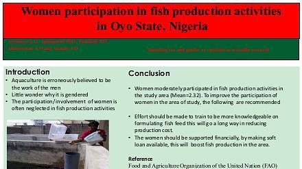 Women participation in fish production activities in Oyo State, Nigeria
