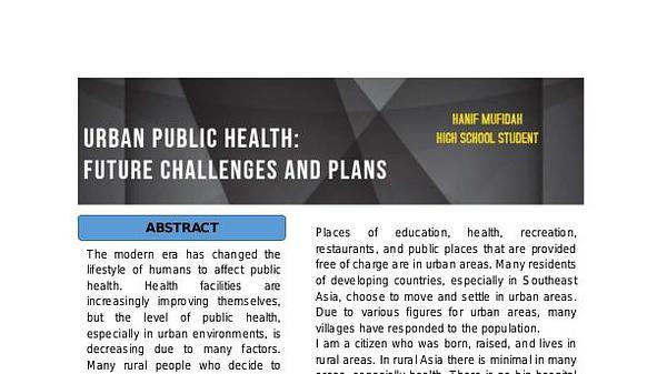Urban Public Health: Future Challenges and Plans