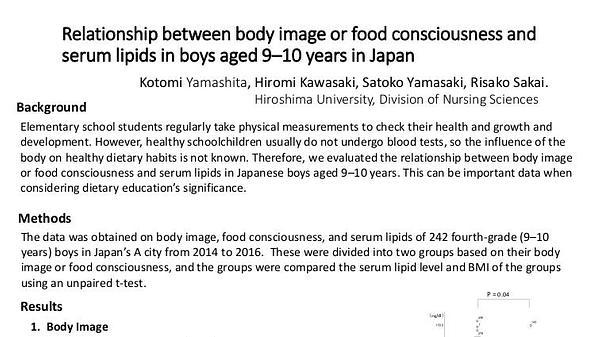 Relationship Between Body Image or Food Consciousness and Serum Lipids in Boys Aged 9-10 Years in Japan