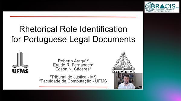 Rhetorical Role Identification for Portuguese Legal Documents
