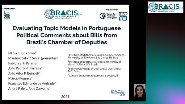Evaluating Topic Models in Portuguese Political Comments about Bills from Brazil's Chamber of Deputies