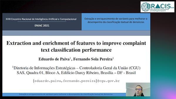 Extraction and enrichment of features to improve complaint text classification performance