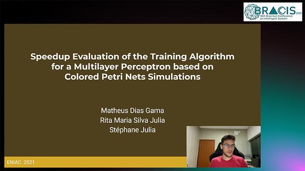Speedup Evaluation of the Training Algorithm for a Multilayer Perceptron based on Colored Petri Nets Simulations