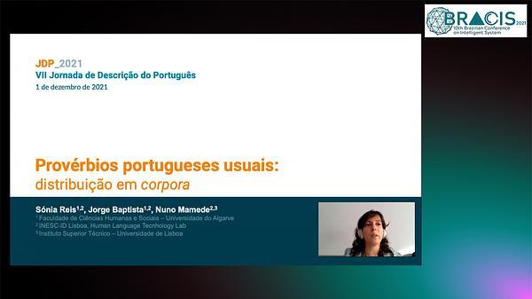 Provérbios portugueses usuais: distribuição em corpora