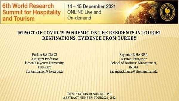 Impact of the Covıd-19 Pandemic on the resıdents in tourıst destinations: Evidence from coastal Turkey