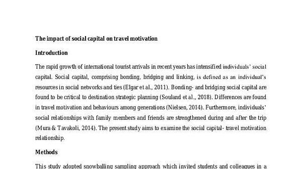 The impact of social capital on travel motivation