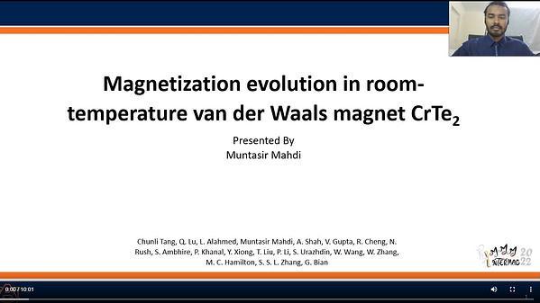 Magnetization evolution in room-temperature van der Waals magnet CrTe2