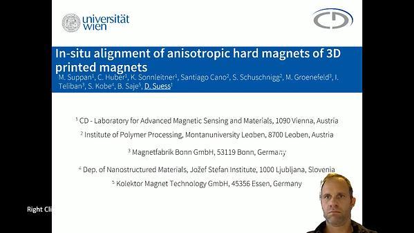 In-situ alignment of anisotropic hard magnets of 3D printed magnets