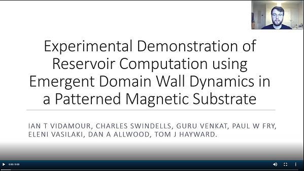 Experimental Demonstration of Reservoir Computation using Emergent Domain Wall Dynamics in a Patterned Magnetic Substrate