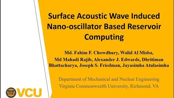 Surface Acoustic Wave Induced Nano-oscillator Based Reservoir Computing