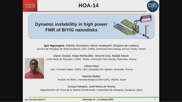 Dynamic instabilitiy in high power FMR of BiYIG nanodisks