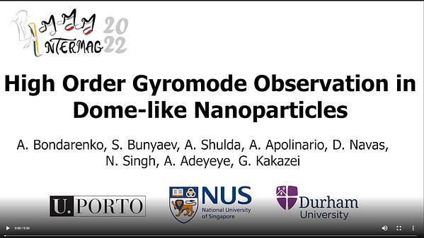 High Order Gyromode Observation in Dome-like Nanoparticles