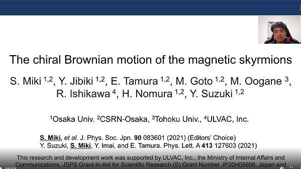 Chiral Brownian motion of the magnetic skyrmions