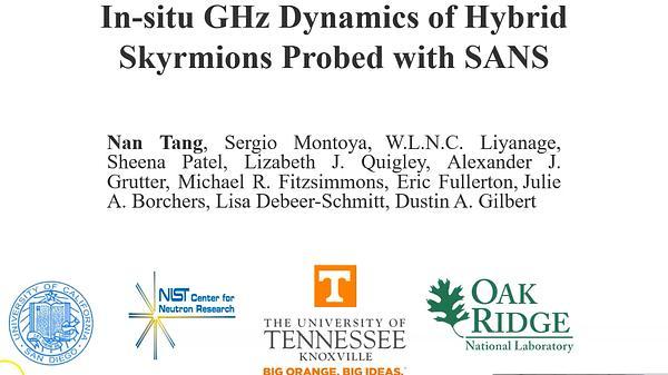 In-situ GHz Dynamics of Skyrmions Probed with SANS