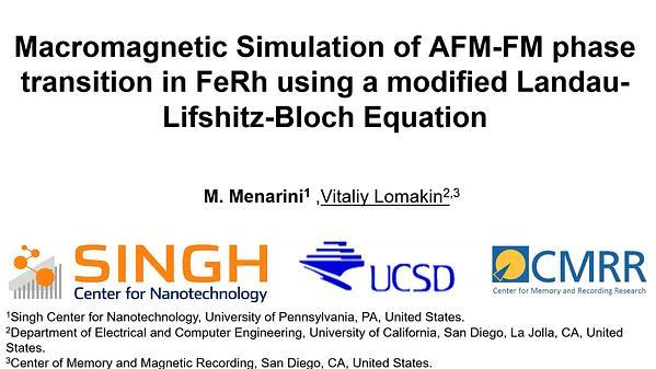 Macromagnetic Simulation of AFM-FM phase transition in FeRh using a modified Landau-Lifshitz-Bloch Equation