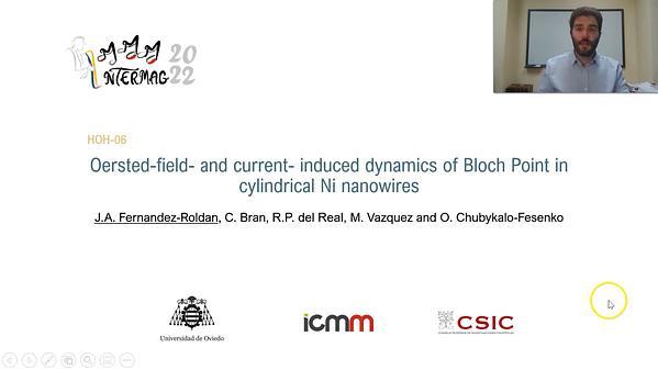 Oersted-field- and current- induced Bloch Point domain wall dynamics in cylindrical Ni nanowires