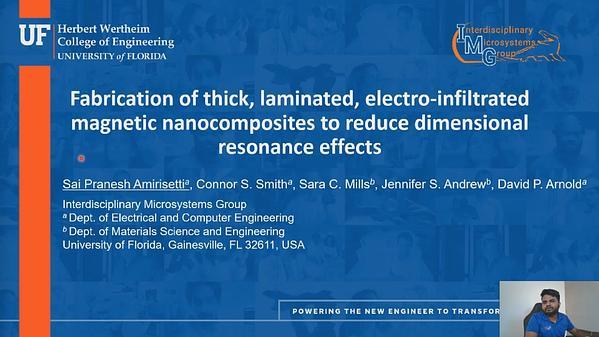 Fabrication of thick, laminated, electroinfiltrated magnetic nanocomposites to reduce dimensional resonance effects