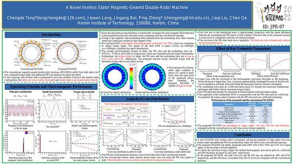 A Novel Ironless Stator Magnetic-Geared Double-Rotor Machine