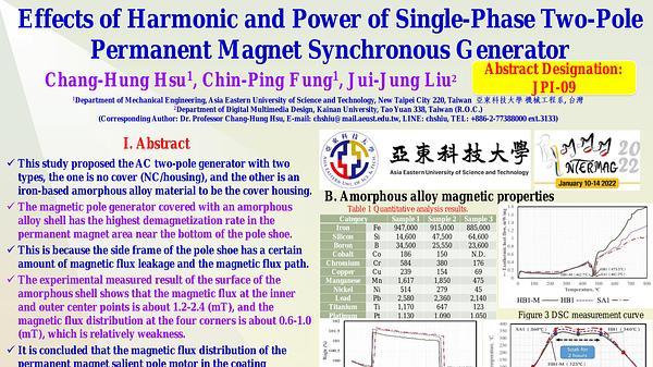 Effects of Harmonic and Power of Single-Phase Two-Pole Permanent Magnet Synchronous Generator