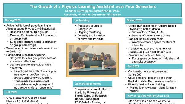 The Growth of a Physics Learning Assistant over Four Semesters