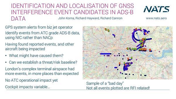 Use of ADS-B for GNSS interference event identification and localisation in the London Terminal Manoeuvring Area
