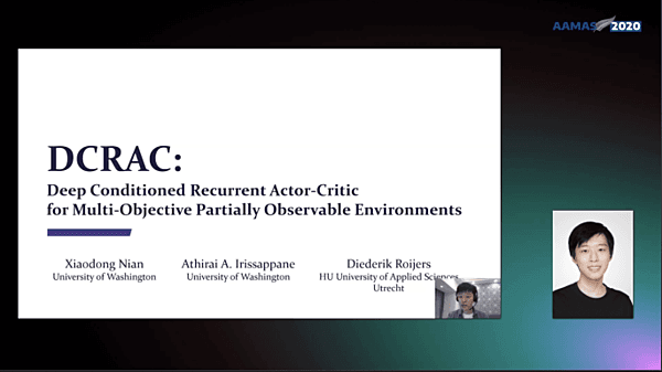 DCRAC: Deep Conditioned Recurrent Actor-Critic for Multi-Objective Partially Observable Environments