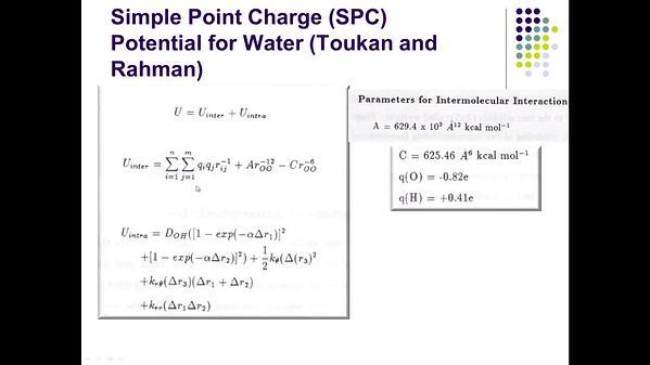Molecular Dynamics MOOC 10.2.3. Simple Point Charge Potential for Ice, WMD Simulation