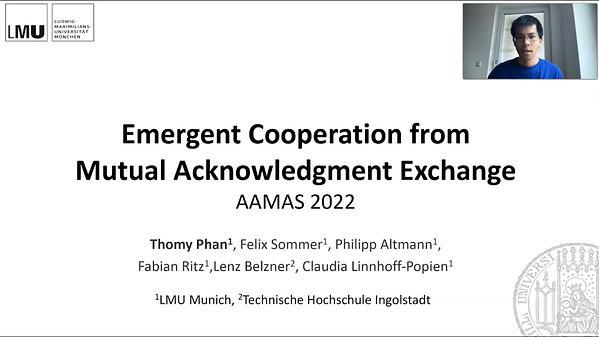 Emergent Cooperation from Mutual Acknowledgment Exchange