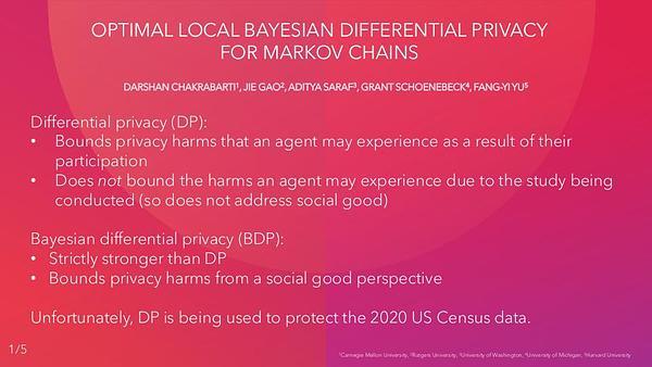 Optimal Local Bayesian Differential Privacy over Markov Chains