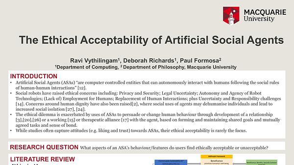 The Ethical Acceptability of Artificial Social Agents